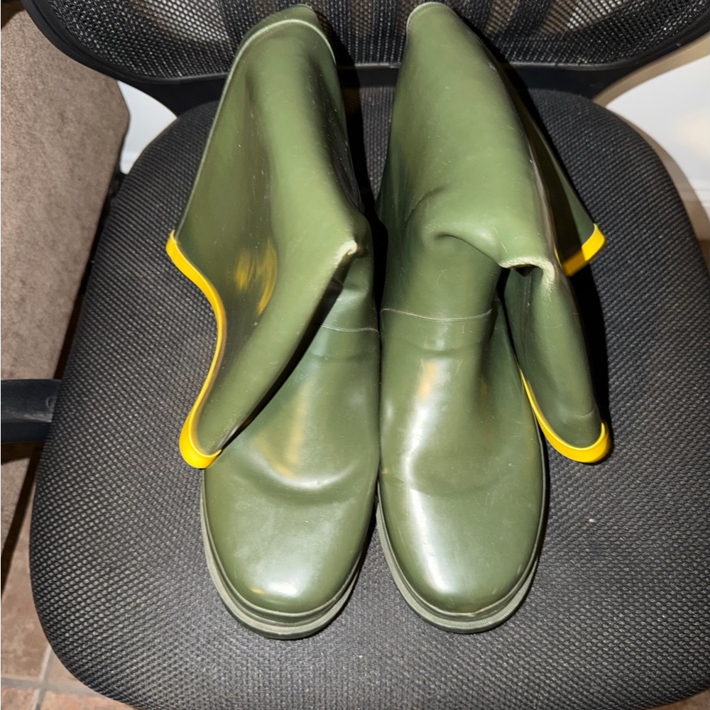 Marc Jacob’s Men's Green Rain Boots with Yellow Trim